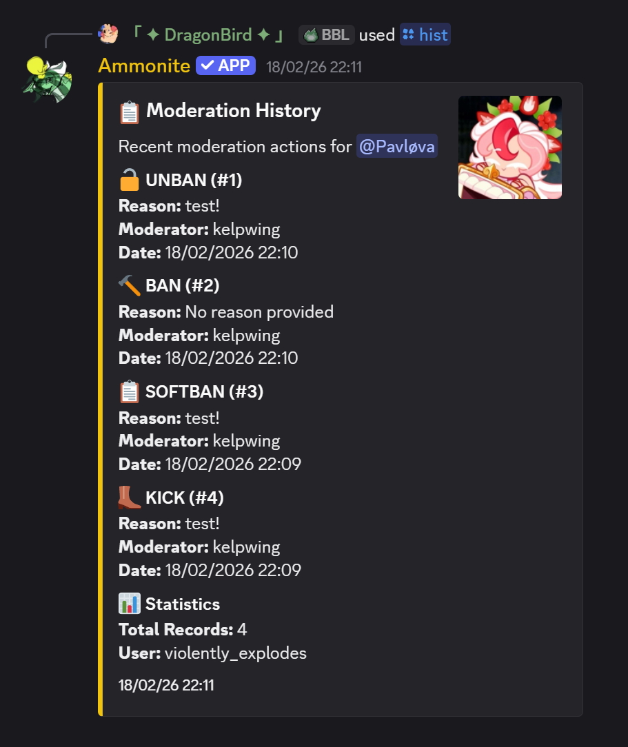 Hist command example