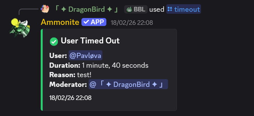 Timeout command feedback