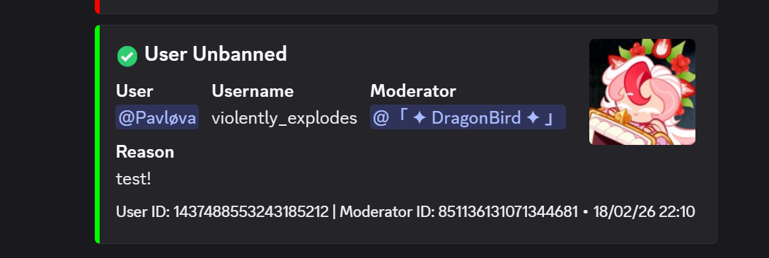 Unban command example