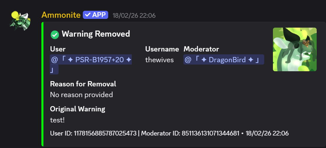 Unwarn command example