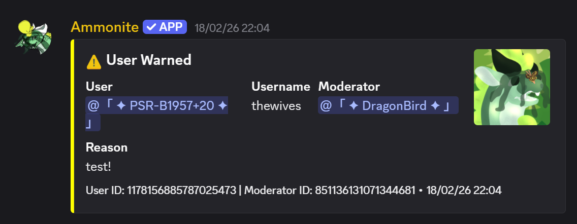 Warn command example